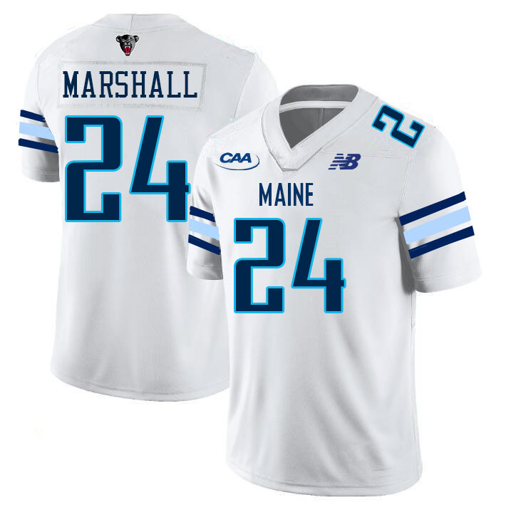 Maine Black Bears #24 Rashawn Marshall College Football Jerseys,Uniforms-White